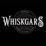 A black and white logo for whiskgars.