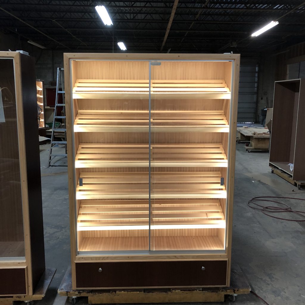 H-616 Base - Spanish Cedar Panel/Bins Combo - Newshams Woodshop