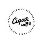A black and white logo for cigar mojo.
