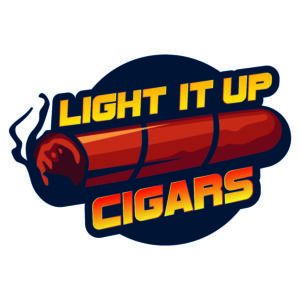 A red and yellow logo for light it up cigars.