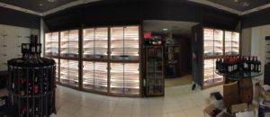 A panoramic view of the inside of a store.
