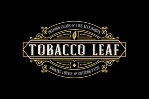 A black and gold logo for tobacco leaf.