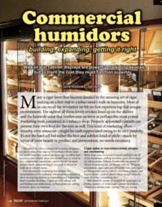 A magazine article about commercial humidors