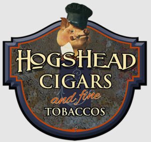 A sign for hogshead cigars and fine tobaccos.