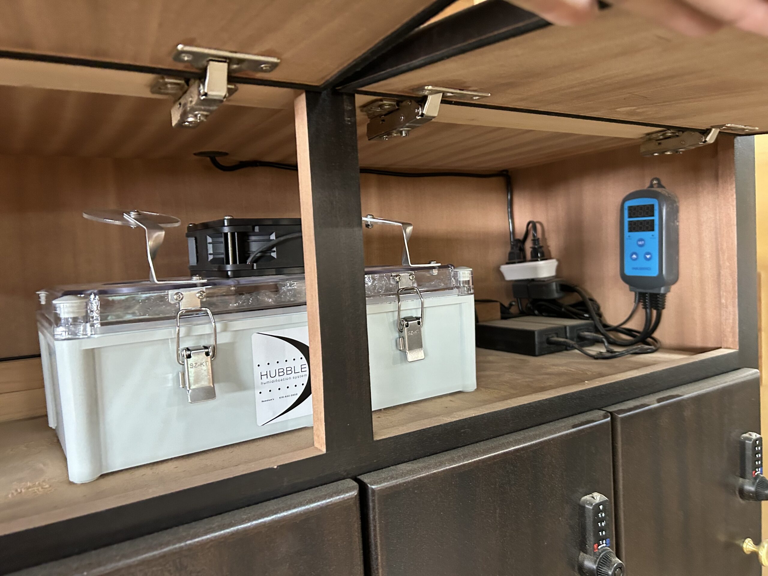 HUBBLE humidification system configured for a custom cigar locker installation