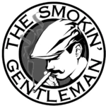 A black and white image of the smokin ' gentleman logo.